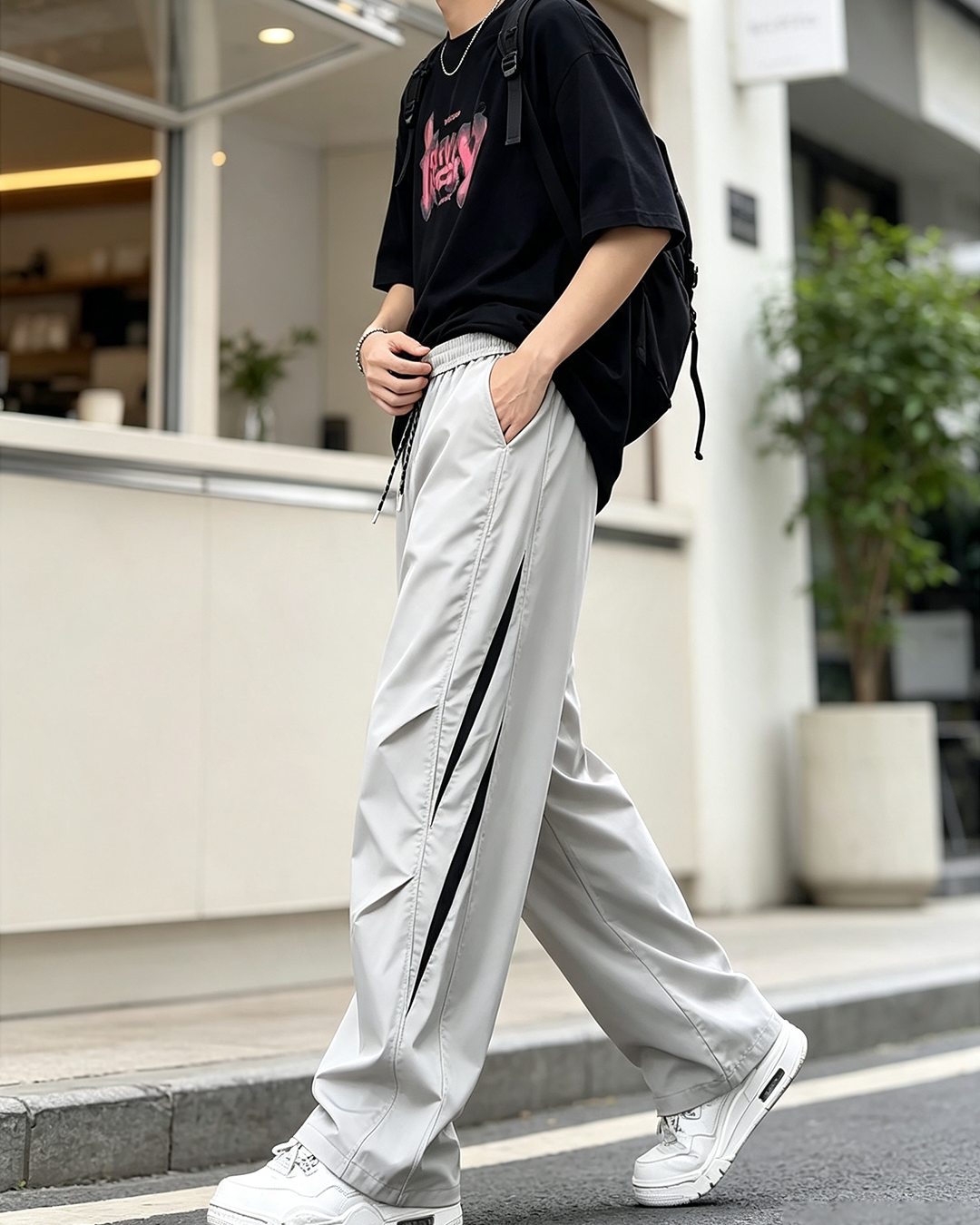 Men Ice Silk Wide Leg Pants