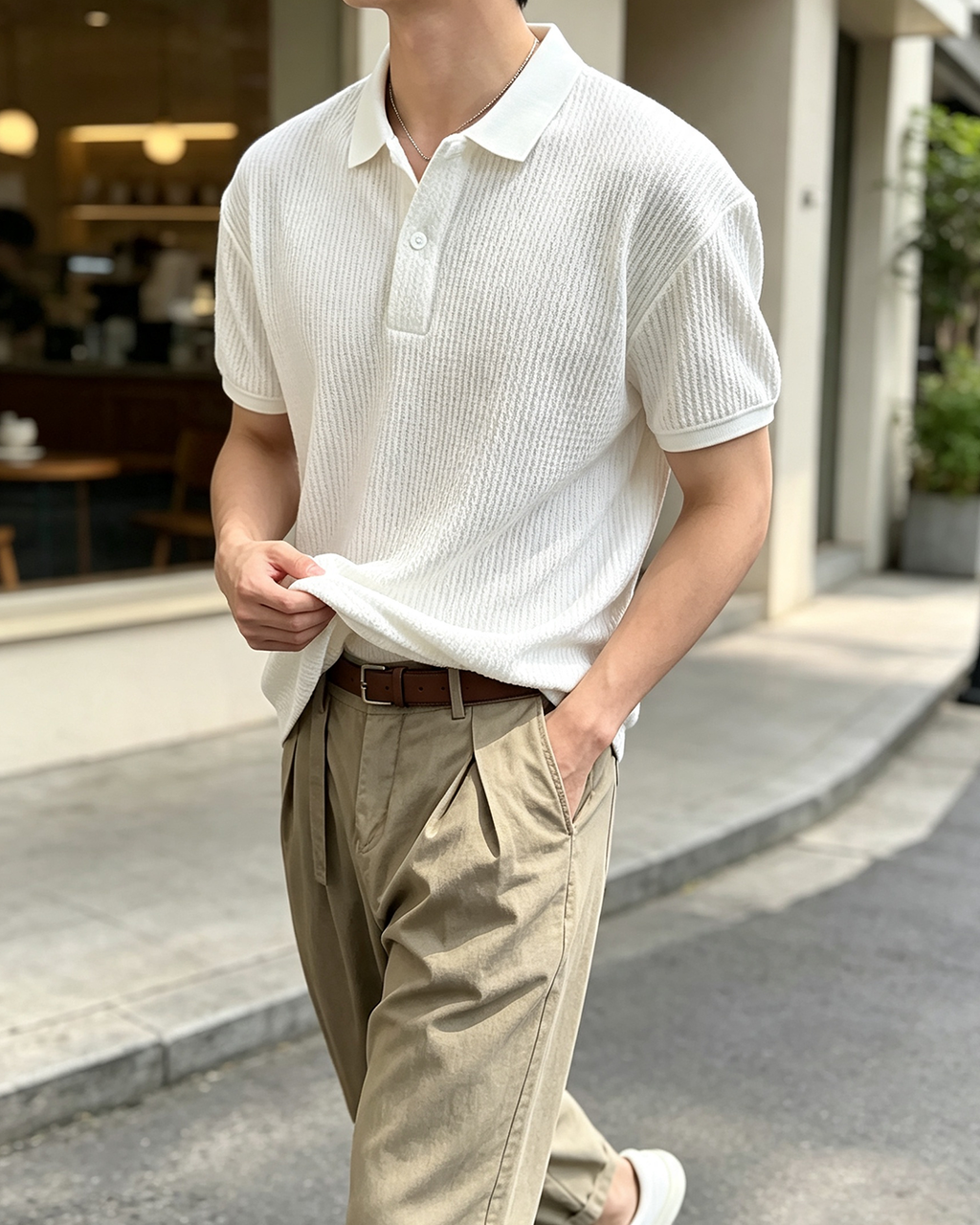 Men Knit Short Sleeve Polo Shirt
