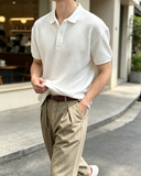Men Knit Short Sleeve Polo Shirt