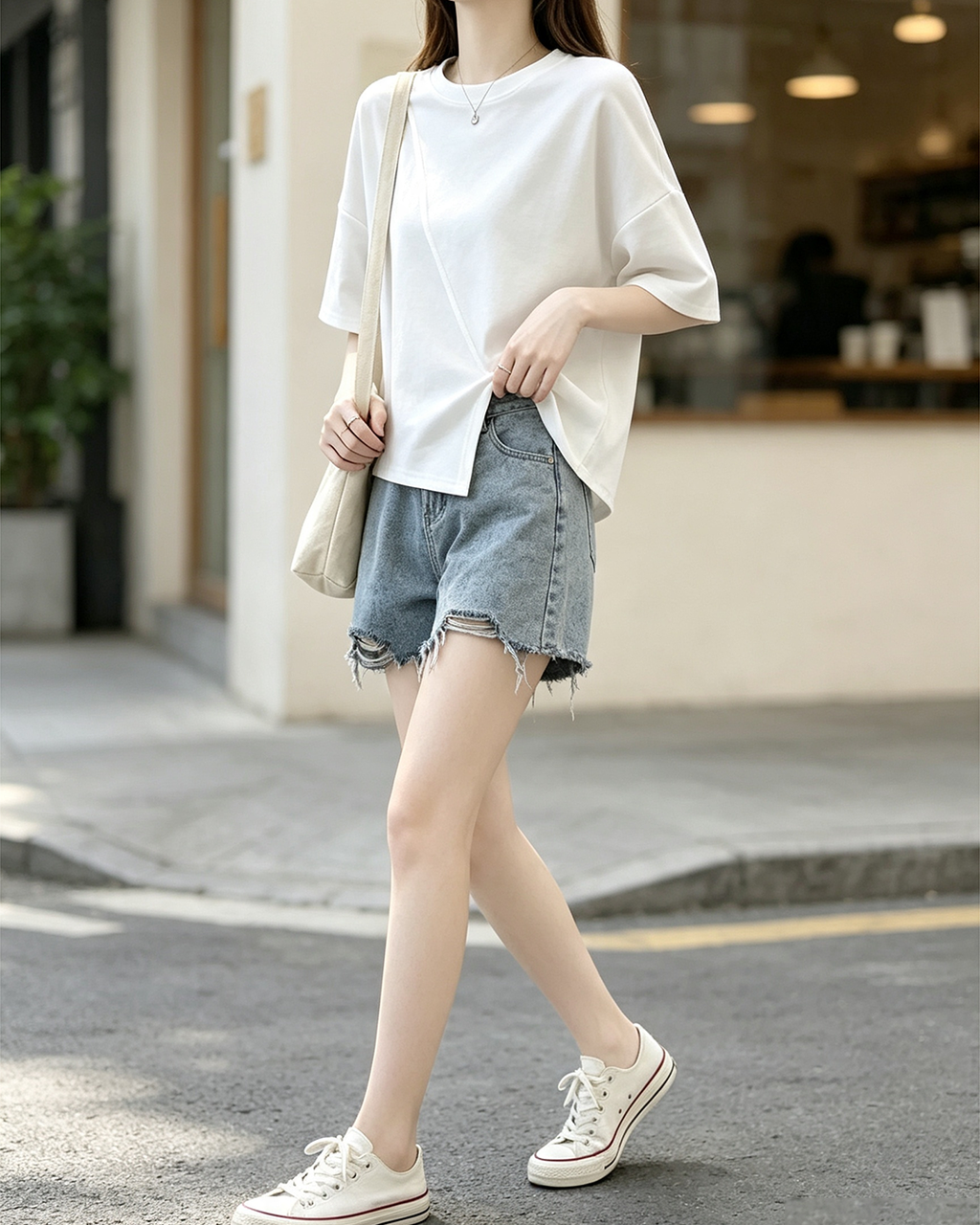 Women Split Hem Short Sleeve T-Shirt